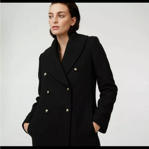Club Monaco Cahndisse Wool Blend Shawl Collar Coat - Black Size S/P - Picture 3 of 3